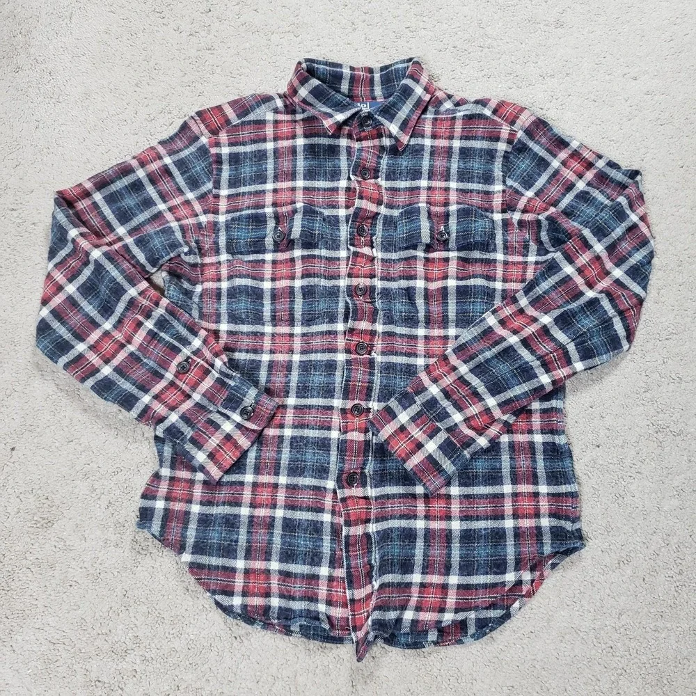 Vintage Ralph Lauren Flannel Shirt Mens Med (FITS SMALL) Plaid Silk Wool Cotton